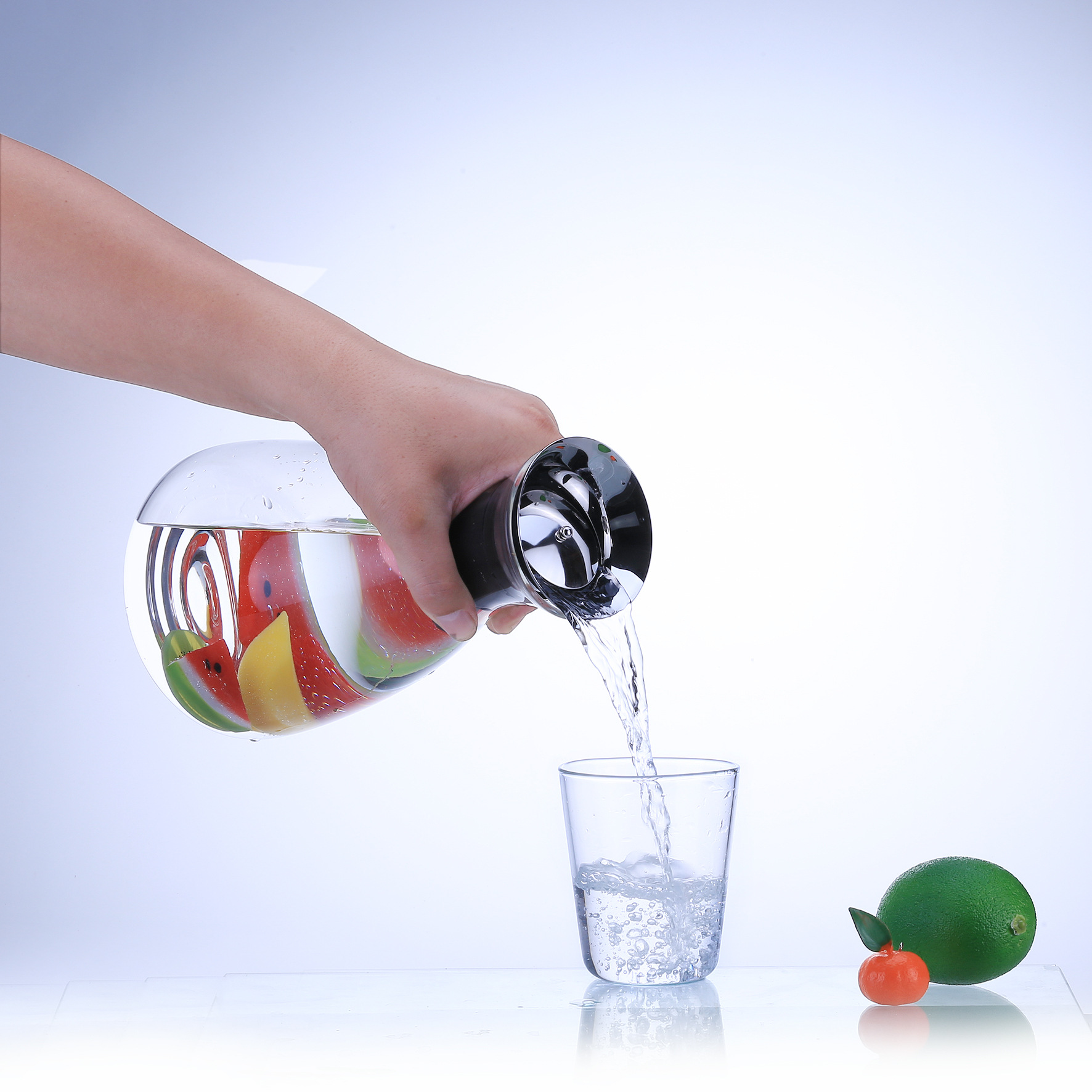 Botella de agua fría de vidrio ruoli botella de agua de limón doméstica jugo de gran capacidad