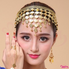 Belly Dance Triangle Headpiece New Dance Performance Costume Accessory Indian Dance Performance Round Bell Hairpin