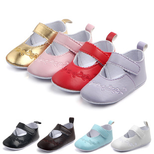 Foreign trade wholesale and environmentally friendly PU embroidery baby shoes 0-1 years old learn baby shoes 1650