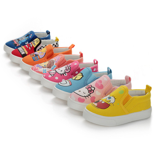 Spring and Autumn Foreign Trade Cartoon Dinosaur Embroidery Children's Canvas Shoes Men's and Women's Toddler Shoes for Children 1-5 Years Old