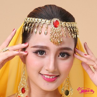 Belly Dance Performance Clothing Scarf Indian Dance Performance Clothing Earrings Headband Headband Ruby Necklace Finger Ring Bracelet