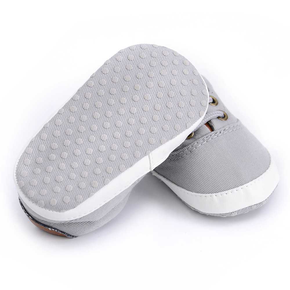 Primavera y otoño nuevo color puro casual encaje-arriba suave inferior Bebé Zapatos de lona zapatos de bebé Zapatos de Niño 0-1 años d712