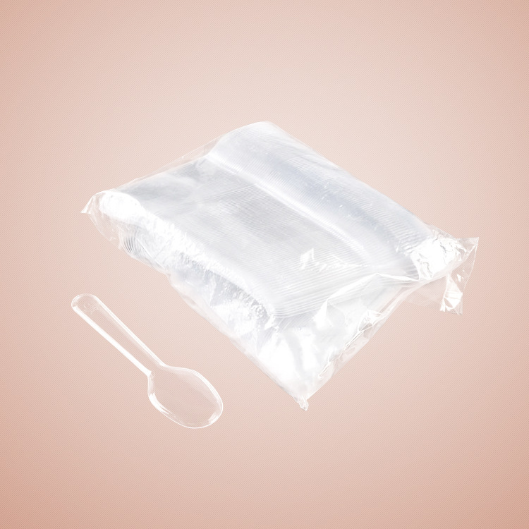 Cuchara de plástico desechable cuchara de gelatina de grado alimenticio helado cuchara de pudín de gelatina de gel transparente