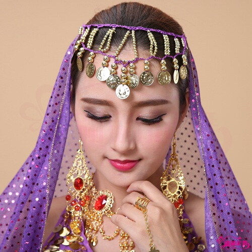 New Indian Dance Performance Costumes Gauze Belly Dance Highlights Phnom Penh Pendant Gauze Belly Dance Headgear Veil
