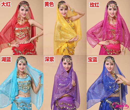 New Indian Dance Performance Costumes Gauze Belly Dance Highlights Phnom Penh Pendant Gauze Belly Dance Headgear Veil