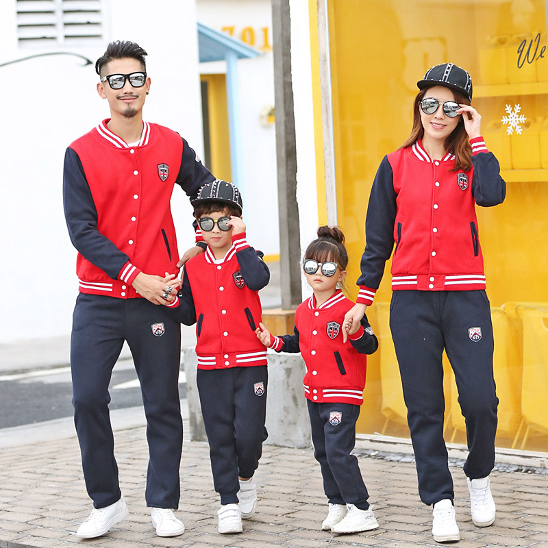 亲子装团购亲子活动批发秋冬装全家装2024款韩版棒球服套装A23