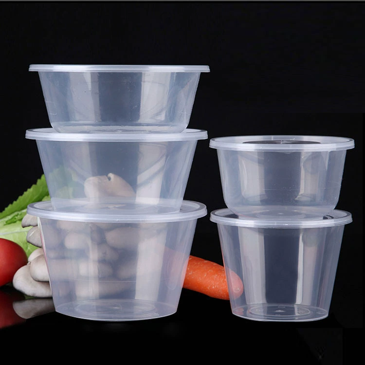 Одноразовый ланч-бокс, контейнер для еды на вынос, круглая прозрачная пластиковая миска из полипропилена с крышкой, контейнер для салата, пищевой пластик