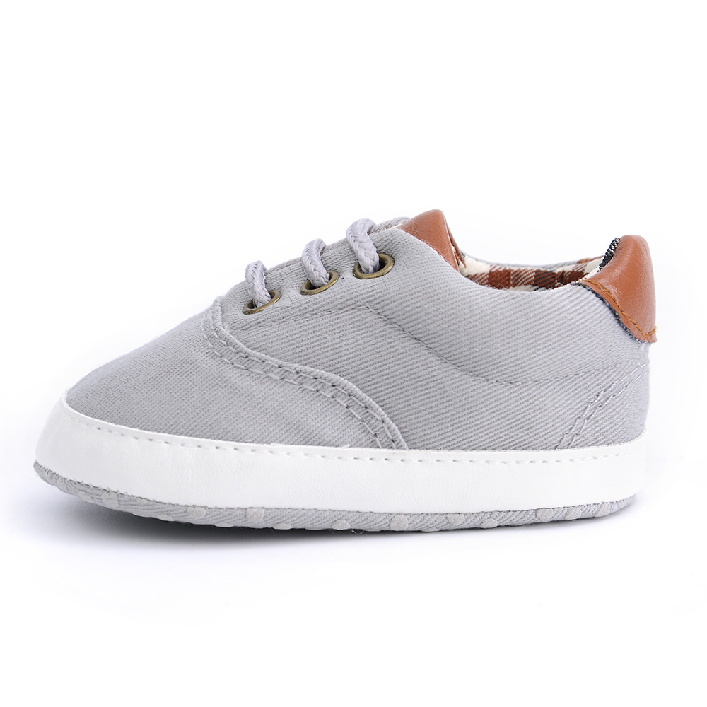 Primavera y otoño nuevo color puro casual encaje-arriba suave inferior Bebé Zapatos de lona zapatos de bebé Zapatos de Niño 0-1 años d712