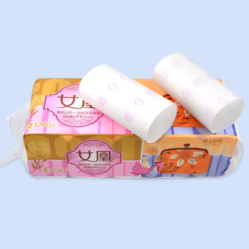 Toilet paper roll paper environmentally friendly printing coreless toilet paper four-layer thickened 1200g10 rolls one-lift absorbent oil-absorbing tissue