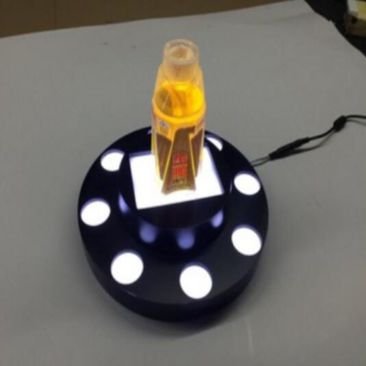 亚克力LED发光圆形酒座有机玻璃发光洋酒水瓶展示架led旋转灯箱