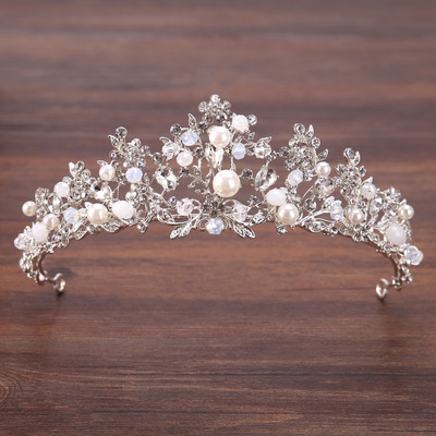 bride Pearl manual silvery branch Princess tiara Crown Hair hoop Birthday ornaments