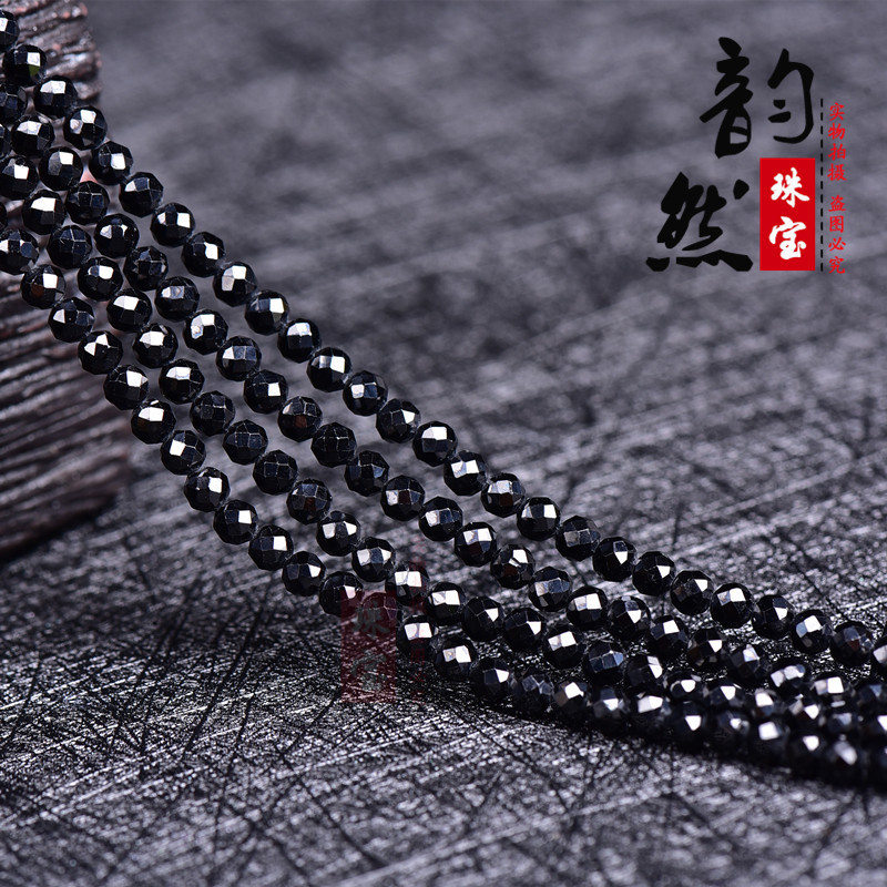 Yunran Beads Natural Black Spinel Faceted Loose Beads Jewelry Accessories DIY Bracelet Clavicle Accessories Semi-Finished Products