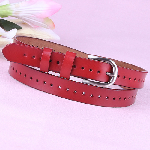 Women's Hollow Leather Belt Women's Pin Buckle Casual Versatile Women's Belt Fashion Decorative Jeans Belt 628