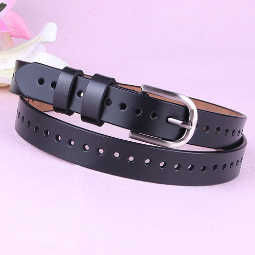 Women's Hollow Leather Belt Women's Pin Buckle Casual Versatile Women's Belt Fashion Decorative Jeans Belt 628