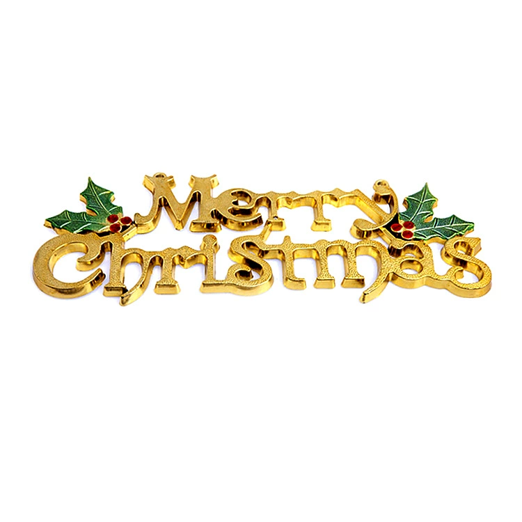 Елочная подвеска 'Merry Christmas', пластиковая надпись, золото или серебро, несколько размеров