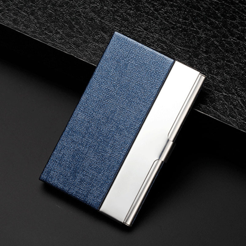 Larga hardware Oracle metal tarjeta de visita caja de acero inoxidable + pu cuero tarjeta de visita titular grabado nombre en stock 701