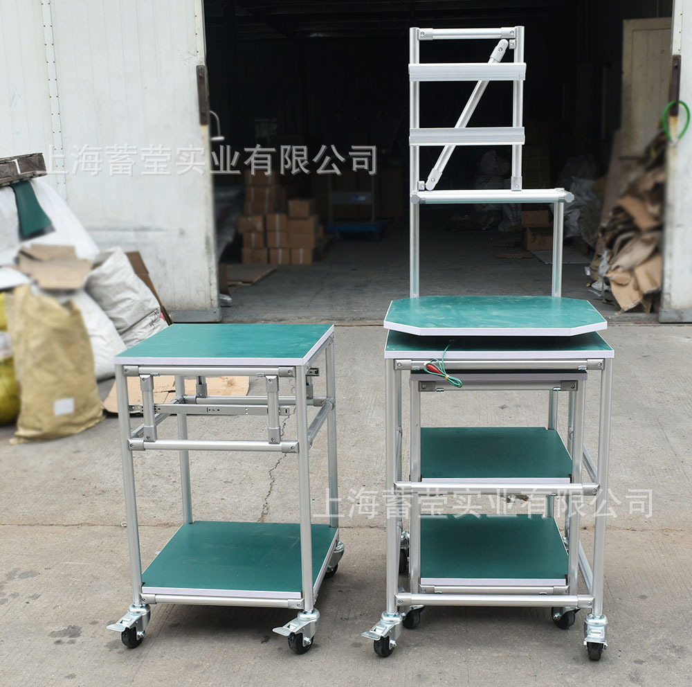 厂家供应第三代铝合金线棒精益管防静电显示器推车