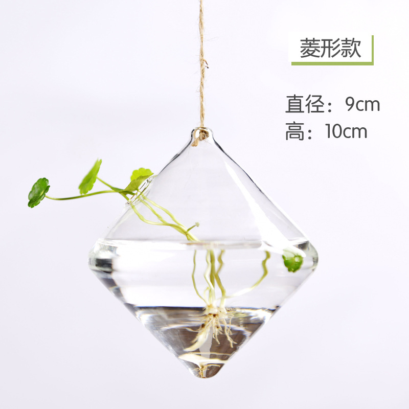 Fábrica directa colgando florero de vidrio transparente simple hidropónico pequeña botella colgante interior jardinería decoración del hogar botella planta