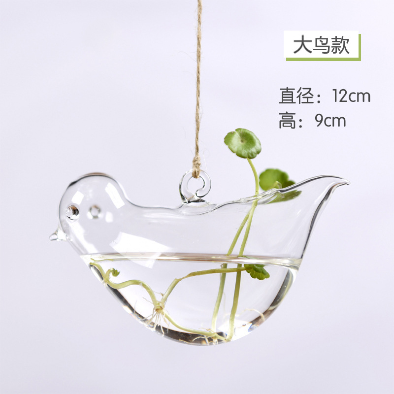 Fábrica directa colgando florero de vidrio transparente simple hidropónico pequeña botella colgante interior jardinería decoración del hogar botella planta
