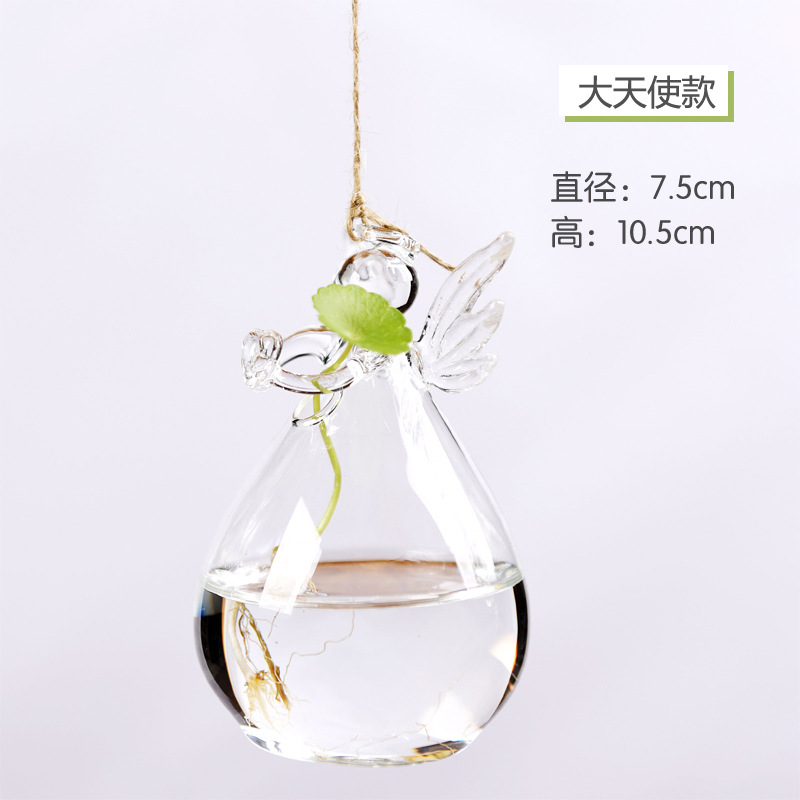 Fábrica directa colgando florero de vidrio transparente simple hidropónico pequeña botella colgante interior jardinería decoración del hogar botella planta