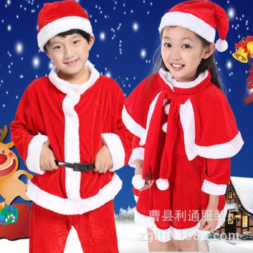 Children's Red Christmas Performance Costume Santa Claus Set for Boys and Girls Direct Manufacturer Sales