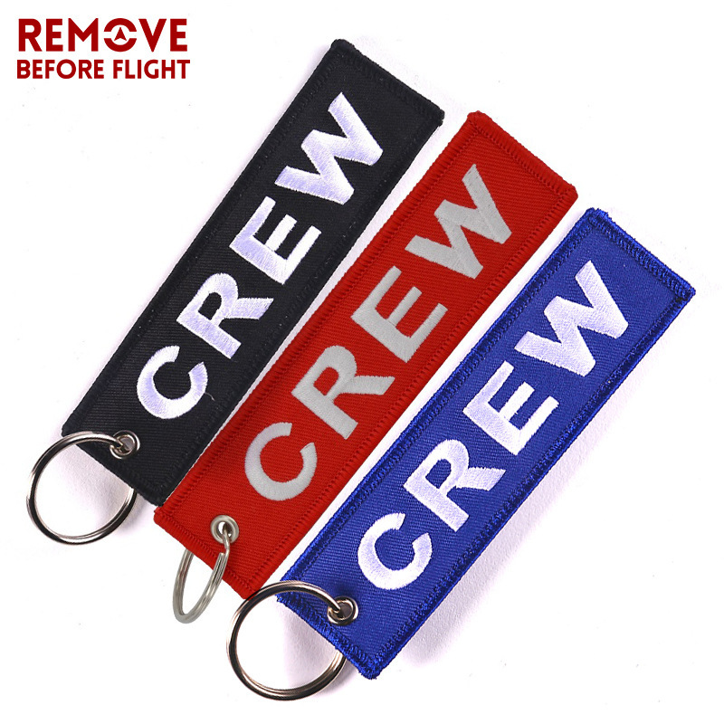 Ready Supply of Red Background and White Letters Crew Computer Embroider Keychain Lanyard Embroidered Keychain Ready Supply of Red Background and White Letters Crew Computer Embroider Keychain Lanyard Embroidered Keychain