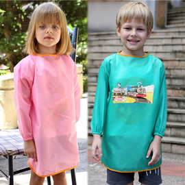 可DIY环保罩衣儿童画画衣宝宝防水反穿衣幼儿园吃饭衣中大童围裙