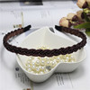 Woven fashionable headband with beads with pigtail from pearl, hair accessory, Korean style, new collection