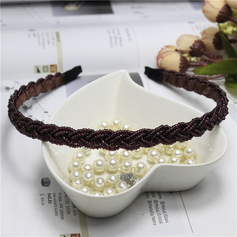 Estilo coreano con cuentas giro tejido diadema fina perla amplia diadema moda nuevo exquisito accesorios para el cabello tocado lote