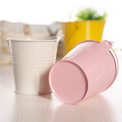 Creative candy-colored small iron bucket tinplate craft flower pot ornaments children's portable iron bucket small iron bucket mini