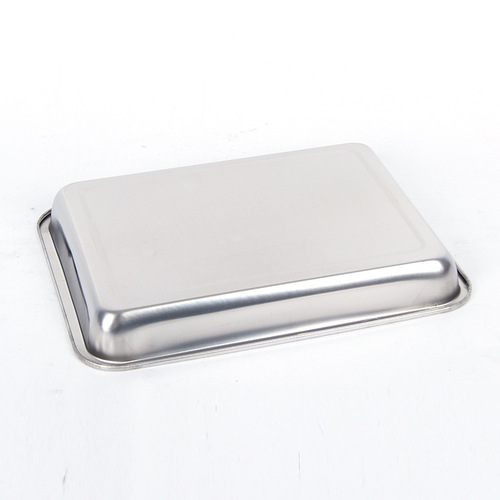 Wholesale stainless steel square plate thickened rectangular grilled fish tray barbecue plate commercial hotel canteen steamed rice plate dinner plate