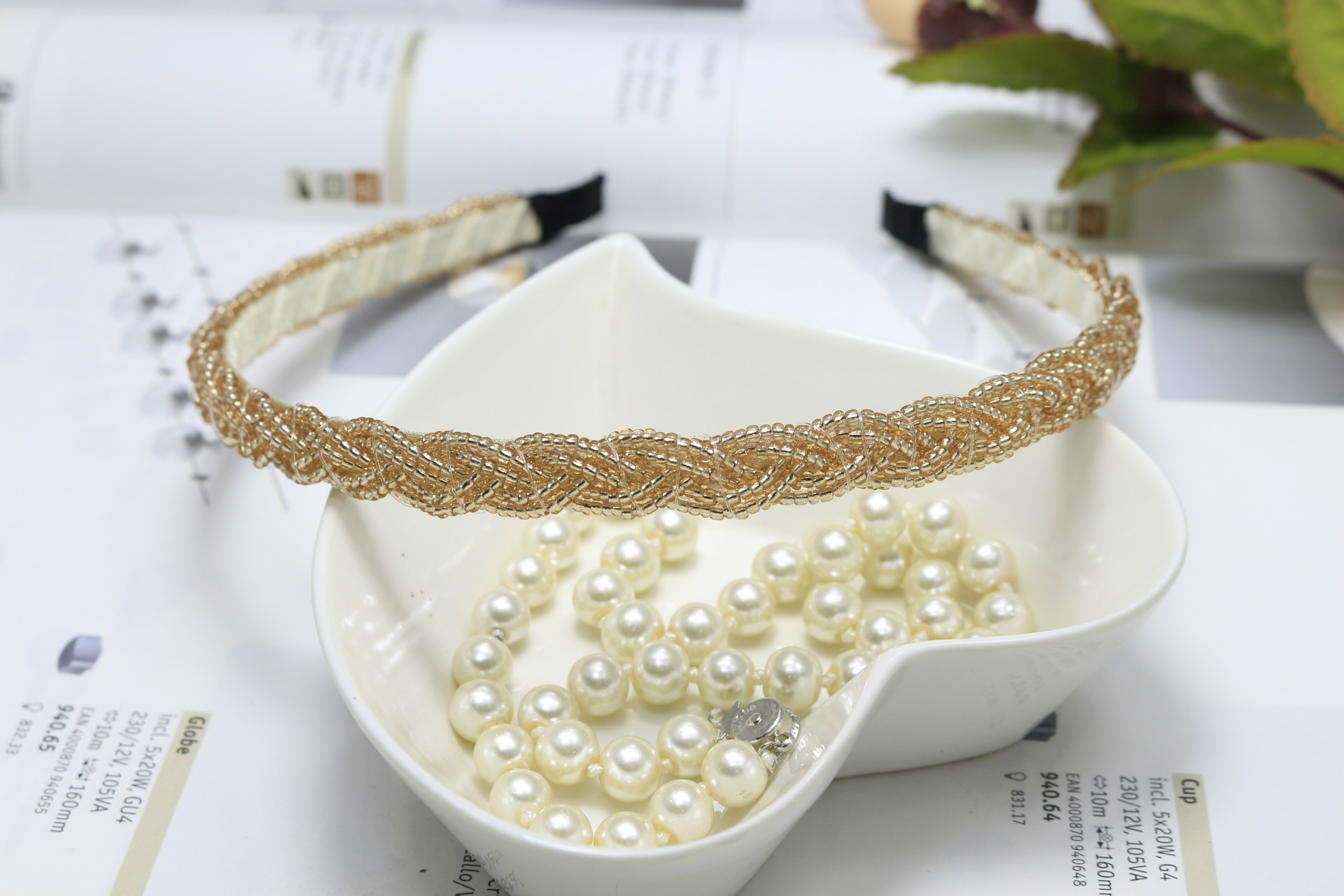 Estilo coreano con cuentas giro tejido diadema fina perla amplia diadema moda nuevo exquisito accesorios para el cabello tocado lote