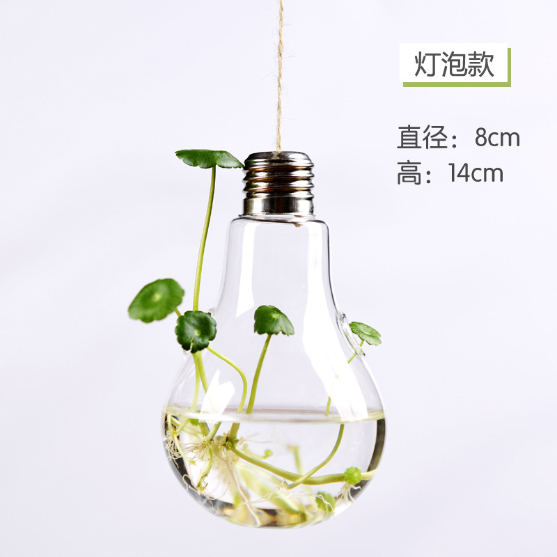 Fábrica directa colgando florero de vidrio transparente simple hidropónico pequeña botella colgante interior jardinería decoración del hogar botella planta