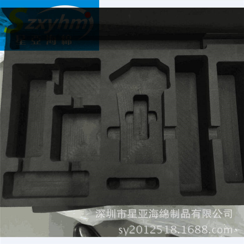 工艺品海绵垫加工 陶瓷黑色包装防震厂家激光雕刻 防刮耐磨展示架