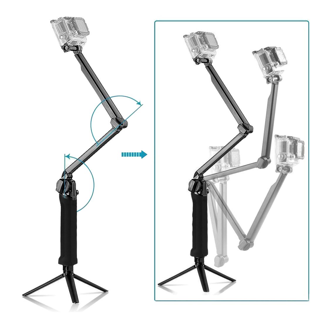 PULUZ Fat Cow deportes Cámara selfie stick trípode soporte integrado adecuado para Dajiang GoPro de tres vías fijo