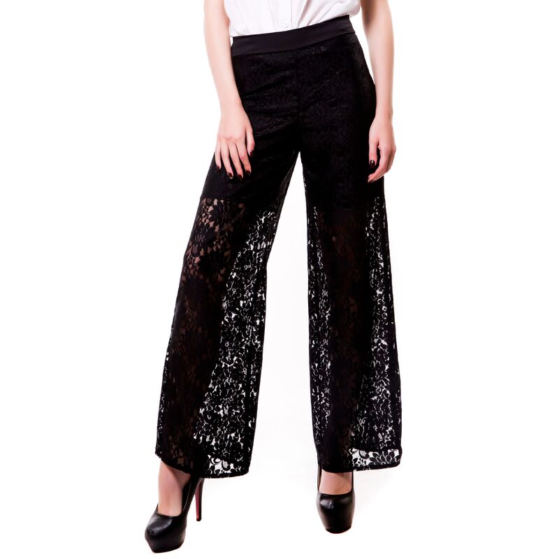 Aliexpress 2026 Summer New European and American Women's Fashion Lace Elastic High-Waisted Cropped Wide-Leg Pants for Women, Hot-Selling Across Borders