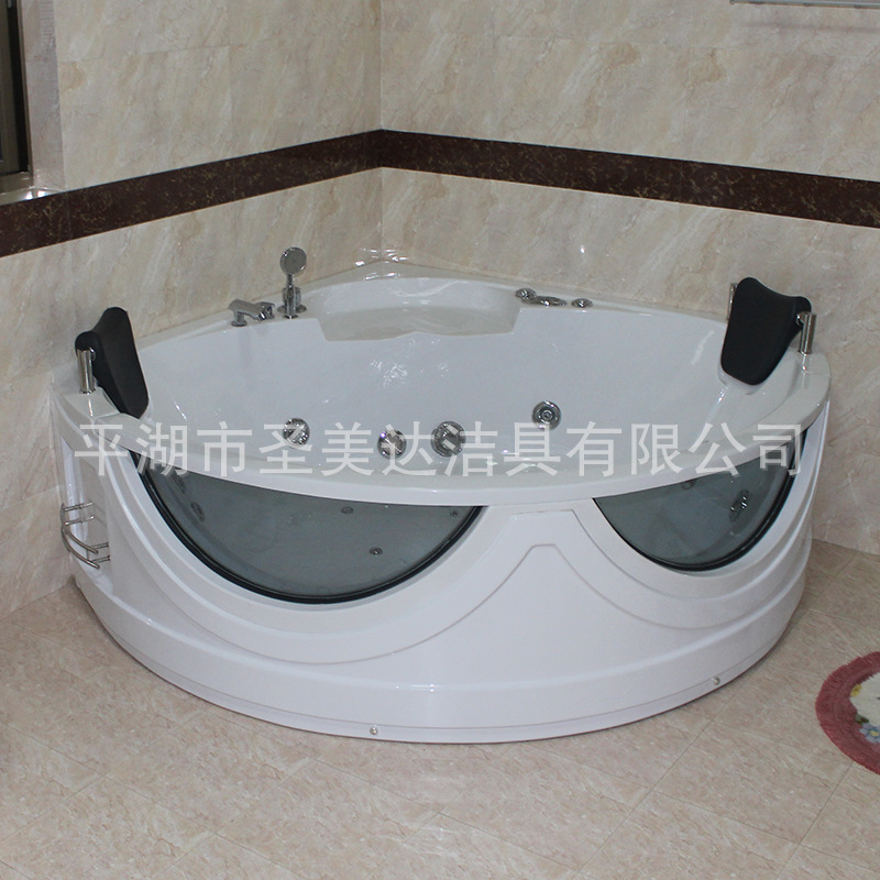 Fan-shaped Acrylic Double Bathtub Massage Surf Engineering Hotel Bathtub Modern Family Shower Screen 160*160
