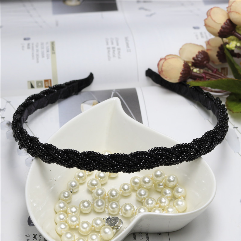 Estilo coreano con cuentas giro tejido diadema fina perla amplia diadema moda nuevo exquisito accesorios para el cabello tocado lote