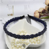 Woven fashionable headband with beads with pigtail from pearl, hair accessory, Korean style, new collection