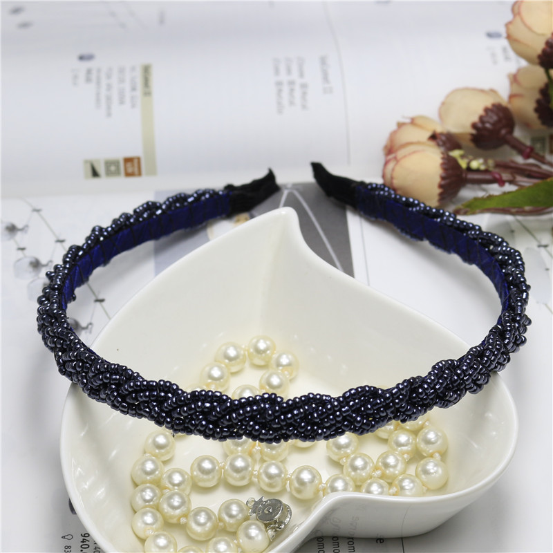 Estilo coreano con cuentas giro tejido diadema fina perla amplia diadema moda nuevo exquisito accesorios para el cabello tocado lote