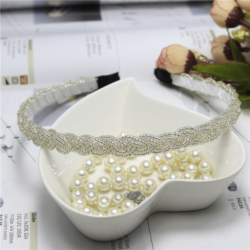 Estilo coreano con cuentas giro tejido diadema fina perla amplia diadema moda nuevo exquisito accesorios para el cabello tocado lote