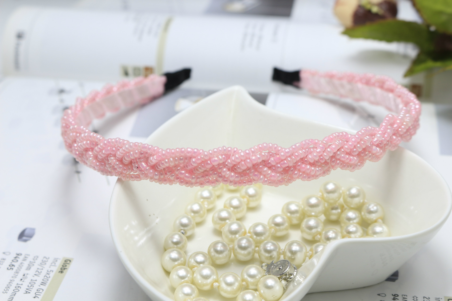 Estilo coreano con cuentas giro tejido diadema fina perla amplia diadema moda nuevo exquisito accesorios para el cabello tocado lote