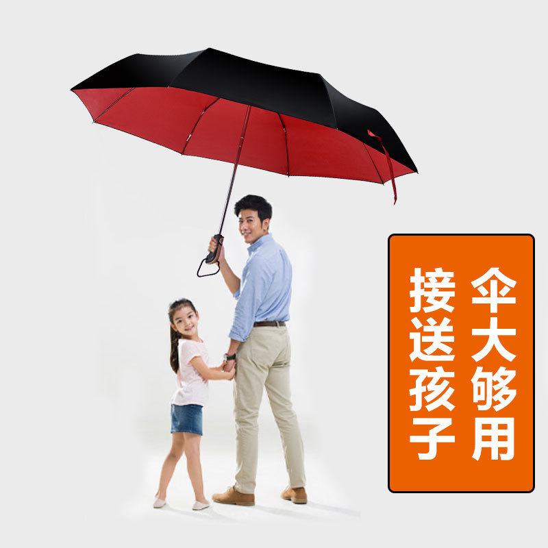 Large reinforced umbrella double-layer folding automatic women's umbrella business three-person windproof full-body sun umbrella