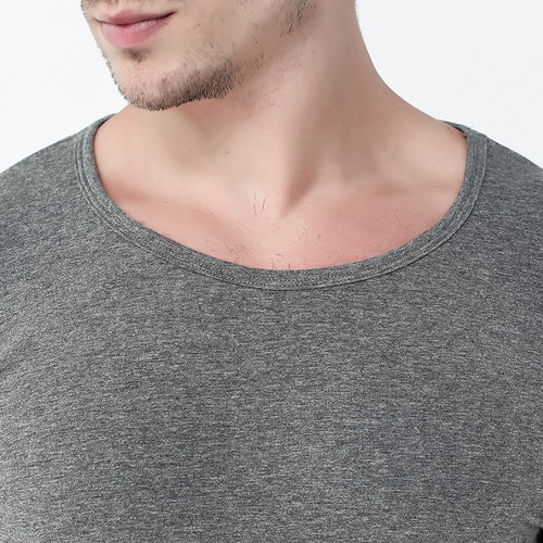 Men's Pure Cotton Autumn Top and Bottom Set Stylish Basic Thermal Underwear Thin Warm Cotton Crew Neck Sweater for Youth