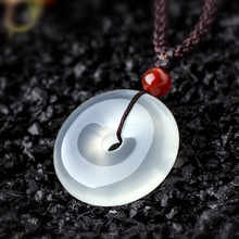 厂家直供天然巴西冰种玛瑙玉髓平安扣男女玉器吊坠情侣款项链挂件