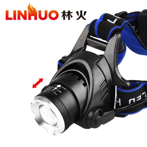 Factory Direct Selling LED Strong Beam Head Lamp T6 Rechargeable Zoom Long Range Head Mount Fishing Headlight Wholesale