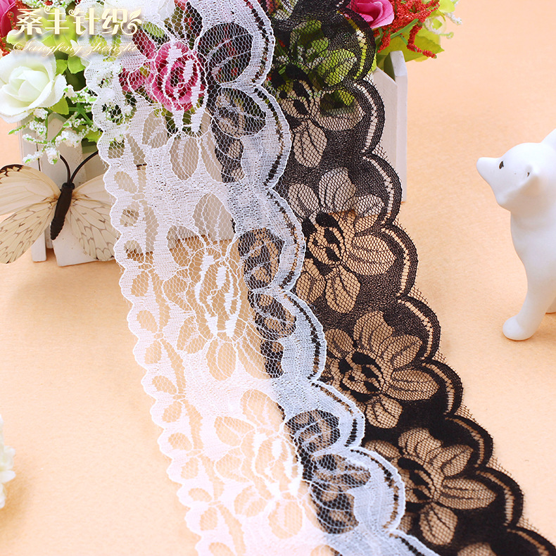 现货供应7公分镂空大花朵单边无弹蕾丝花边辅料
