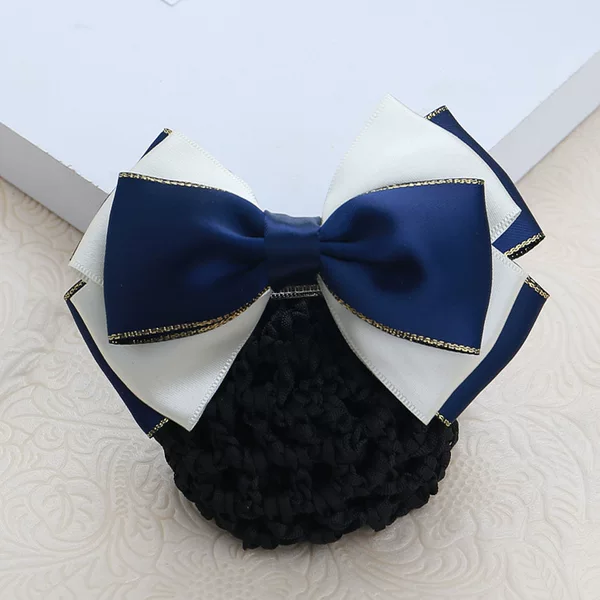 Spot processing custom professional hair net Korean gold velvet ribbon cloth bow nurse stewardess hair accessories