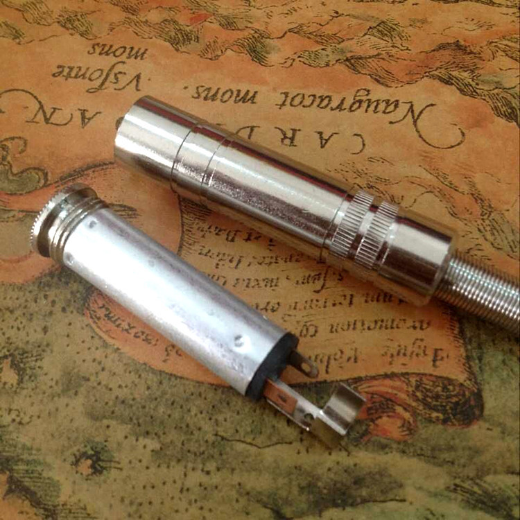 6.5孔 大三芯母接线 6.35母金属音频连接头 音频头6.5插座母头