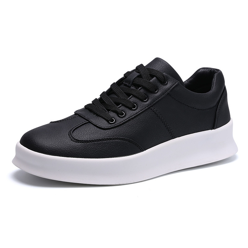 Tall, thick bottom, stylish, casual, low-top, solid color, versatile, microfiber, breathable, four-season, student sneakers, men's shoes, white shoes_voghion.com